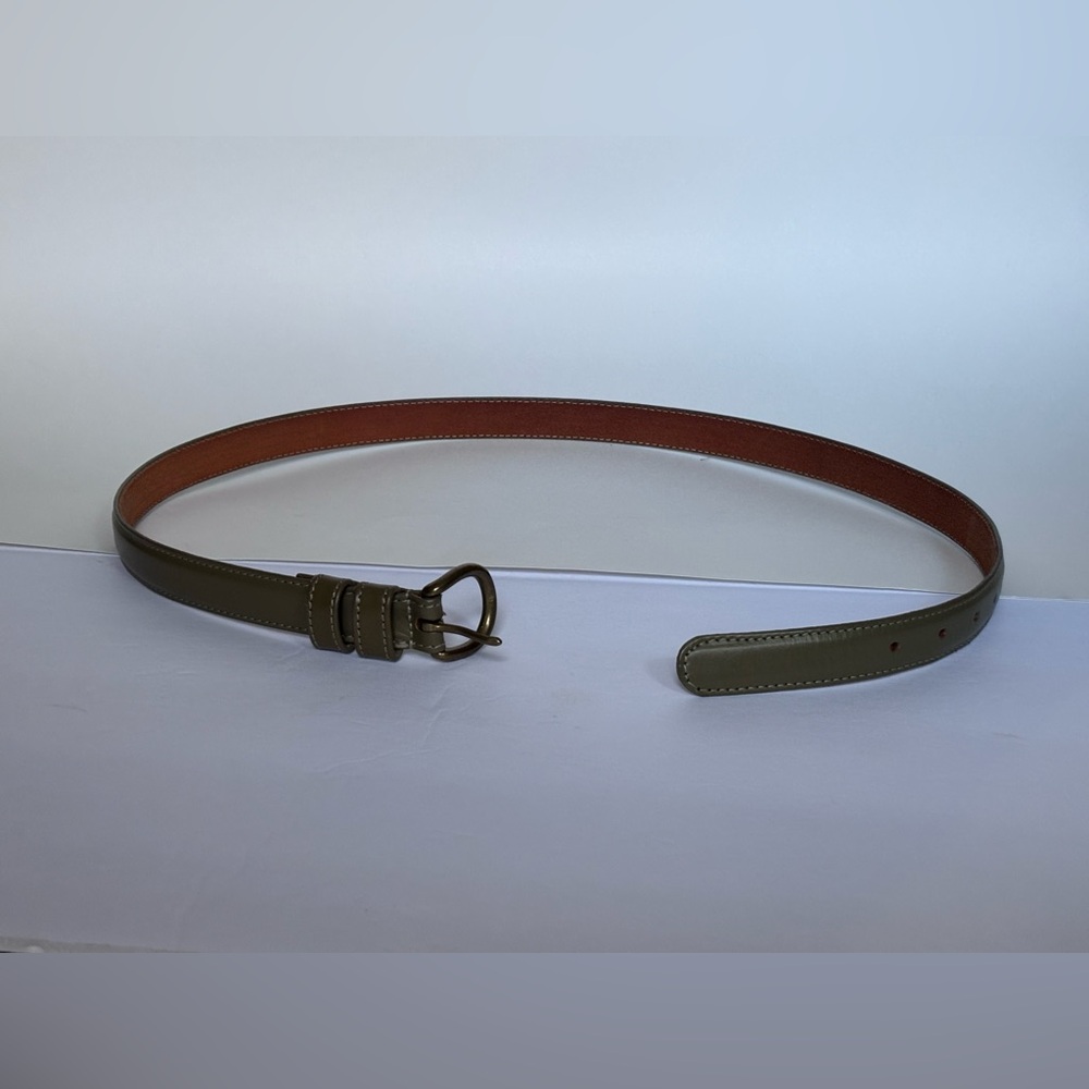 American Apparel Green Leather Skinny Belt Size Medium Unisex